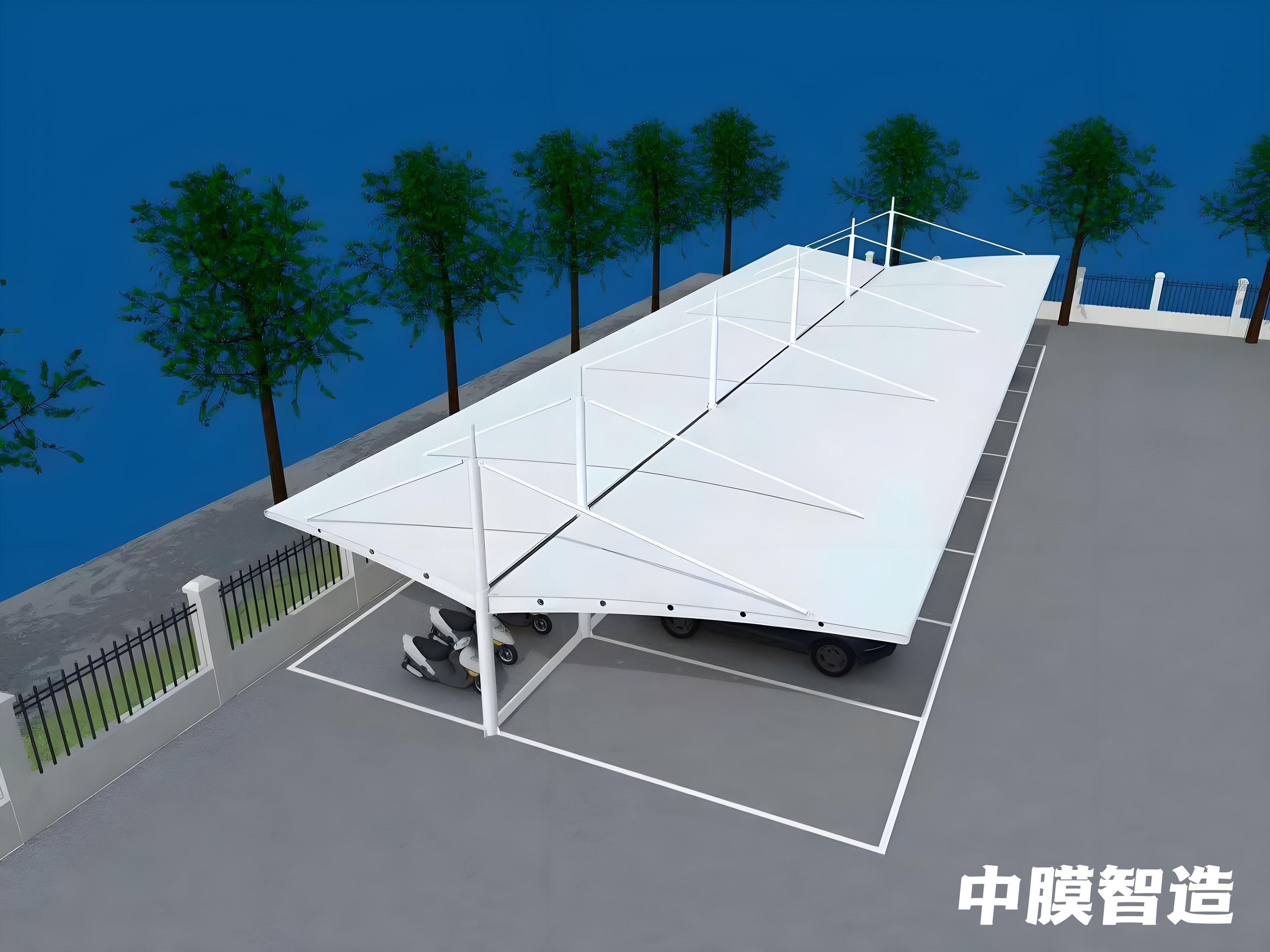 上海商业综合体膜结构停车棚4