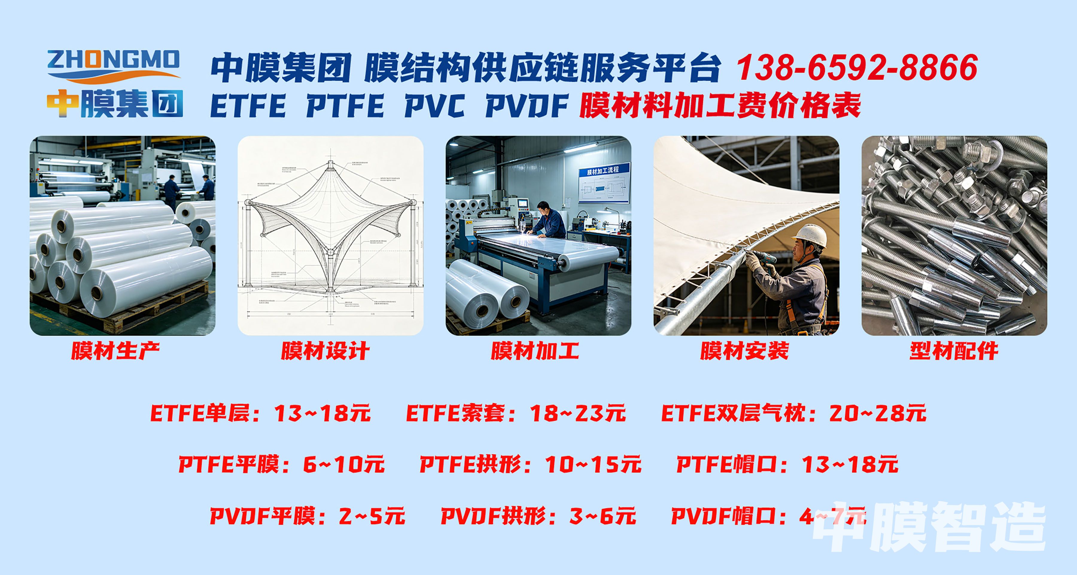 中膜膜材料加工费价格表